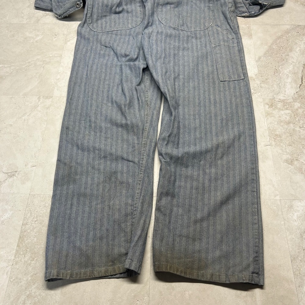 Red Kap Herringbone Coveralls Blue Mens 42-RG Vintage Workwear Distressed USA - Picture 7 of 15